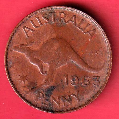 Gibraltar Elizabeth II 1963 one penny copper coin:- OO3945