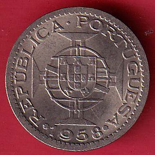 PORTUGUESE INDIA GOA 60 CENTAVOS 1958 COIN:- OO3569