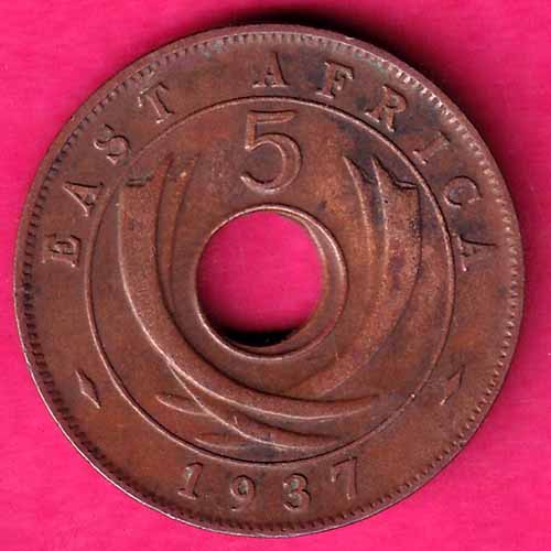 EAST AFRICA 1937 Georgivs VI  FIVE CENTS–@HUB3980