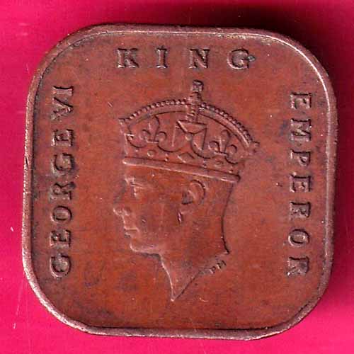 Malaya George VI small type 1 Cent 1943 Rare Coin –@HUB3819