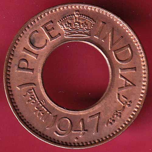 British india king george vi 1947 one pice copper coin – S1118