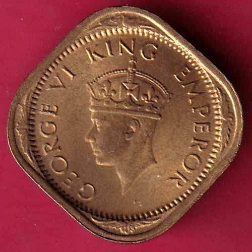 BRITISH INDIA 1943 GEORGE VI 1/2 ANNA COIN – S1149