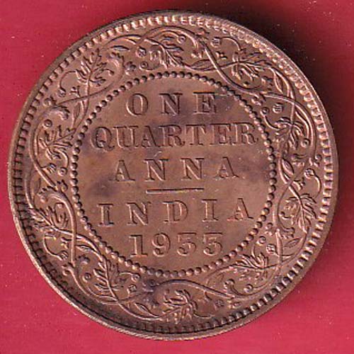 British india 1955  George v one quarter anna copper coin- oo5610