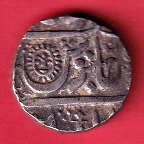 INDORE STATE SUN FACE INO SHAH ALAM II MALHAR RAO ONE RUPEE COIN :- oo4174