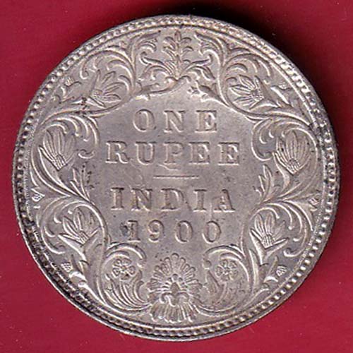 british india 1900 victoria empress one rupee silver coin –OO5755