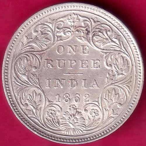 BRITISH INDIA (0/4 DOT) 1862 VICTORIA QUEEN ONE RUPEE BEAUTIFUL SILVER COIN –@HUB5874