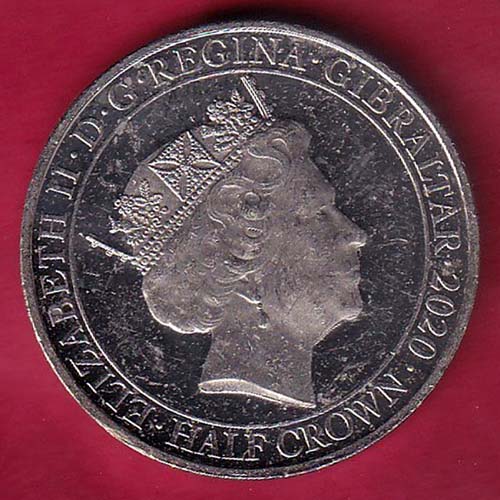 ELIZABETH II DEI-GRA REGINA. GIBRALTAR 2020 HALF CROWN NEWER WAS SO MUCH OWED BY SOMANYTO SO FEW:- OO2323