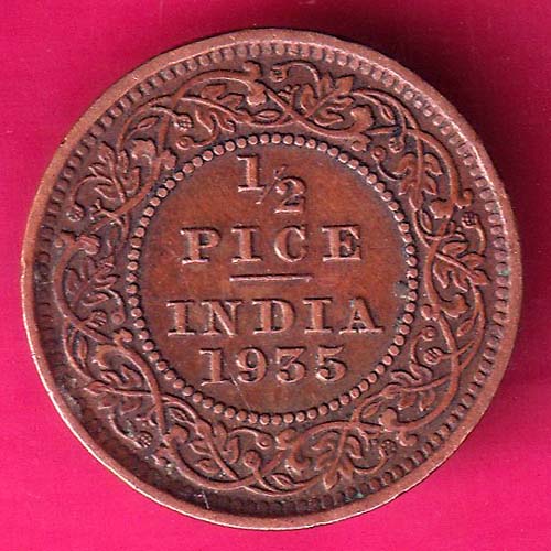british india 1935 George v king emperor 1/2 pice–@HUB3559