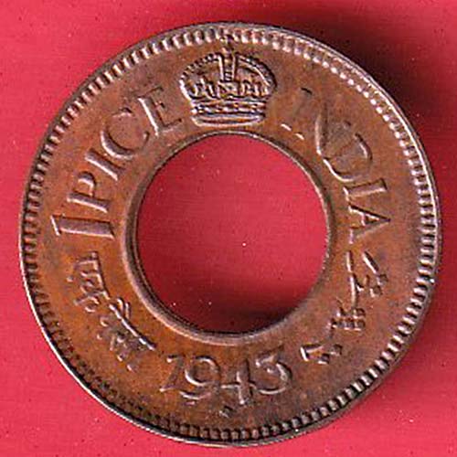 British india king george vi 1943 one pice beautiful copper coin :- OO3711