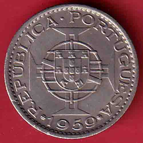 PORTUGUESE INDIA GOA 1 ESCUDO 1959 COIN:- OO3877