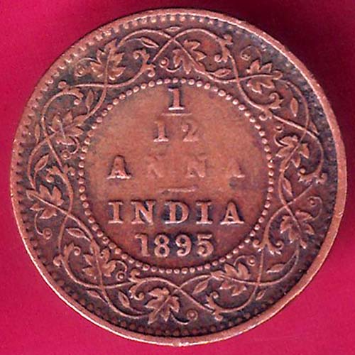 british india 1895 victoria empress 1/12 anna copper coin–@HUB2929
