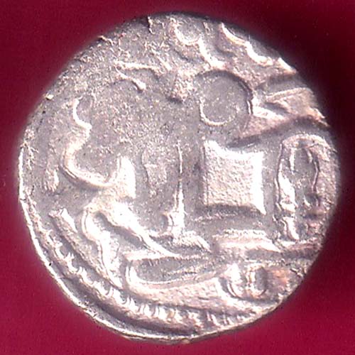 Hindushahia, kabul n gandhara silver drachma horseman n bull –@HUB3350
