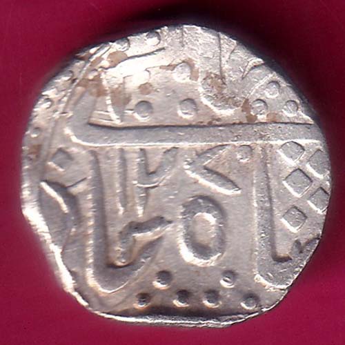 INDORE STATE SUN FACE INO SHAH ALAM II MALHAR RAO ONE RUPEE SILVER COIN–@HUB3228