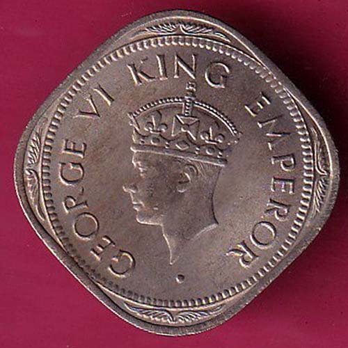 BRITISH INDIA 1946 GEORGE VI 2 ANNA COIN –@HUB4553