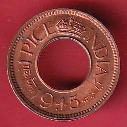 British india 1945 one pice copper coin – oo5396