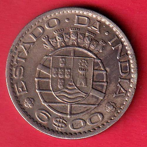 PORTUGUESE INDIA GOA 6 ESCUDO 1959 COIN  –OO5782
