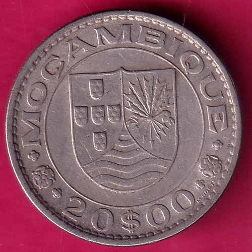 Portuguesa Republica 1972 Mocambique 20 Escudos Silver Coin –@HUB3814