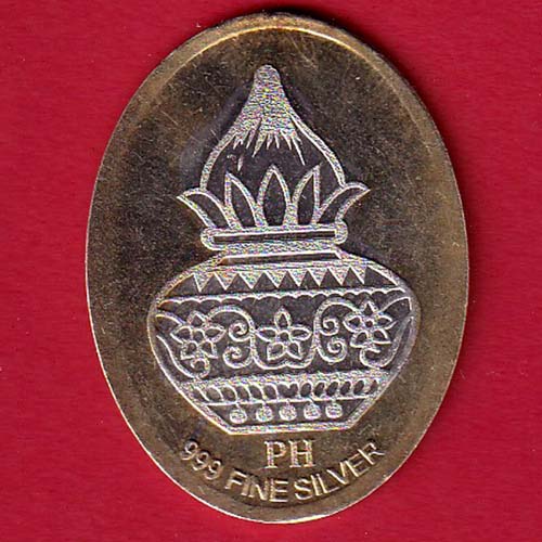SILVER TOKEN : W – 5.19 gm : KALASH SILVER TOKEN  :- OO3000