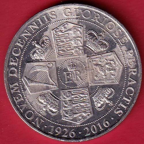 Queen Elizabeth II's birth (1926-2016)HALF CROWN NOVEM DECENNIIS GLORIOSE PERACTIS :- OO3357
