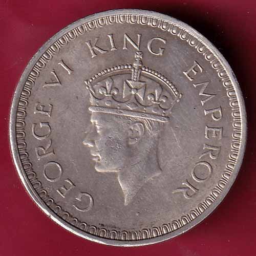 British India 1943 Bombay Mint Geirge VI One Rupee Silver Coin – S1140