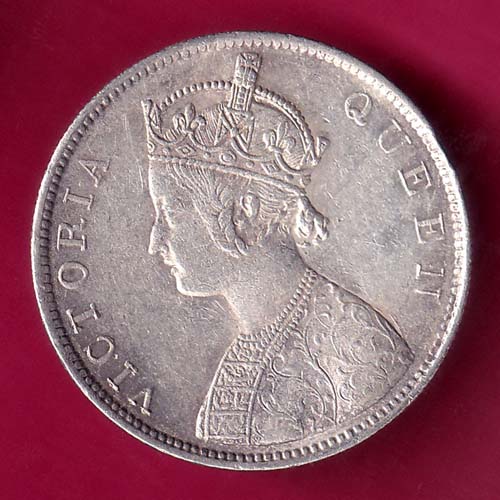 British India {0/3 Dots} 1862 Victoria Queen One Rupee Silver Coin:-@hub4727
