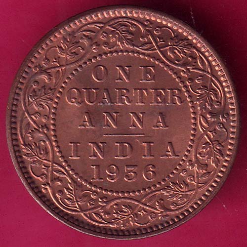 British India 1936 George V One Quarter Anna –@HUB4312