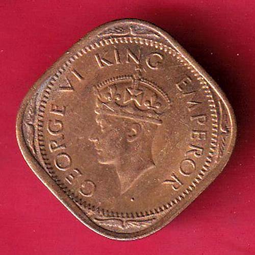 BRITISH INDIA 1943 GEORGE VI 2 ANNAS COIN  – OO2535